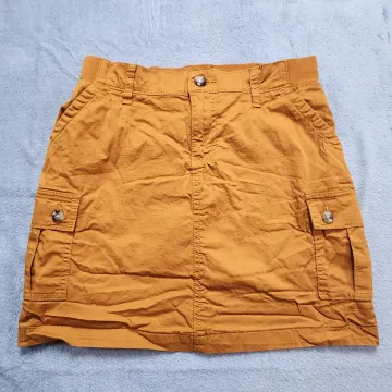Lee Cargo Skirt Women's Medium Mustard Yellow Twill Utility Mini Short Pockets - Front