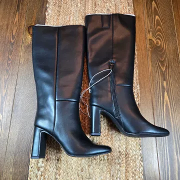 Livia Women's Boots Stovepipe High Pull On Zip Up Block Heel - Main